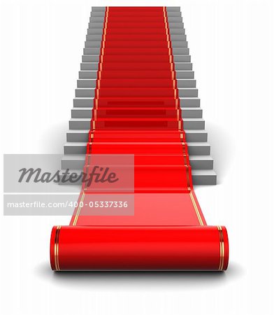 abstract 3d illustration of red carpet unwraping