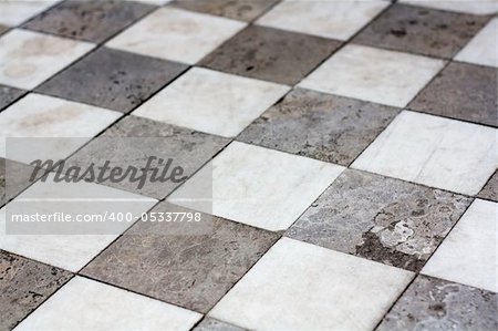 Stone tiled floor, chessboard like pattern