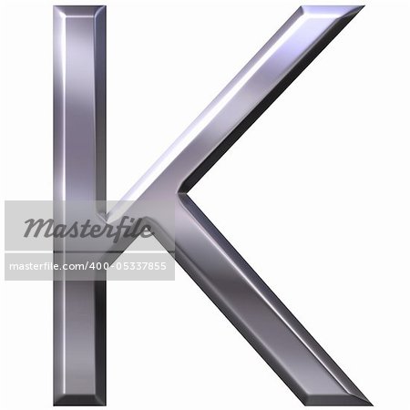 3d silver letter K isolated in white