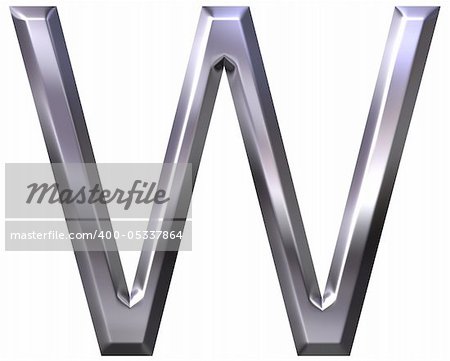 3d silver letter W isolated in white