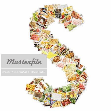 Letter S with Food Collage Concept Art