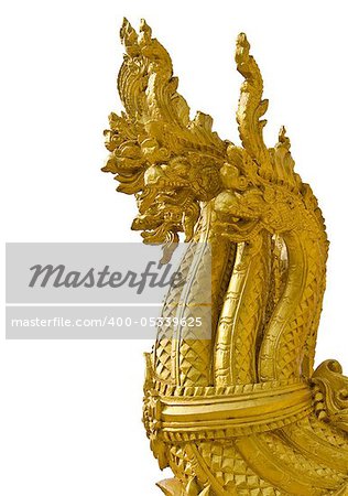 Head of golden Naga in isolation