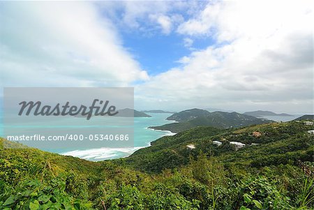 Tropical landscape in Tortola, a Caribbean island.