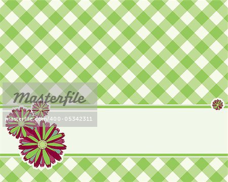 checkered background in a light green color decorated with flower. Vector
