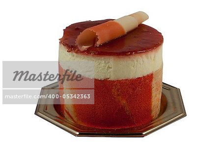 Fruit Pastry made of passion fruit and raspberries on a white background