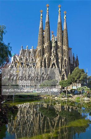 Facade Sagrada Familia Barcelona Spain, belongs to the work of Gaudí, without cranes