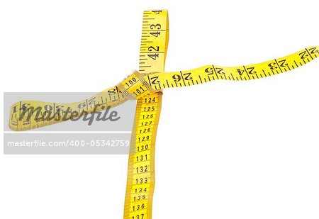 Yellow Measuring Tape Border Isolated on White.