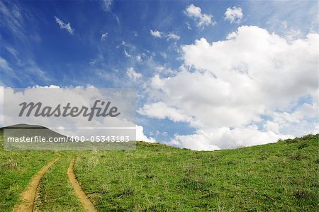 landscape with meadow and cloudscape