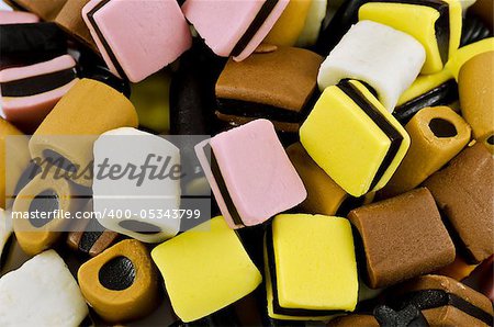 closeup of licorice all sorts sweets