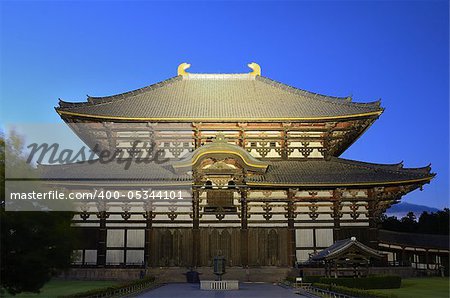 Exterior of Todaiji, the world's largest wooden building and a UNESCO World Heritage Site in Nara, Japan.