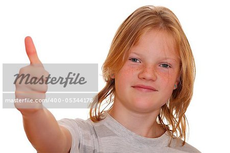 Portrait of an attractive young teenage girl with thumbs up