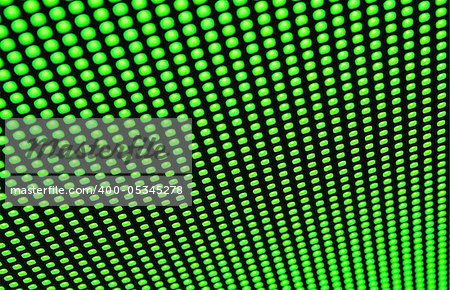 LED screen surface with discrete diode rows in bright green color