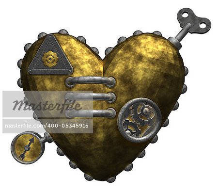metal heart on white background - 3d illustration