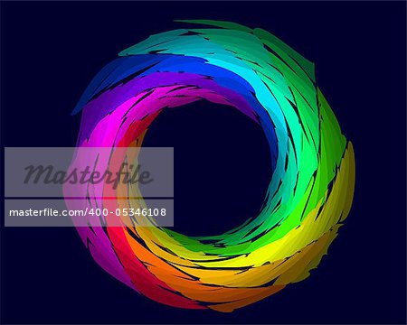 color rainbow ring isolated on the black background