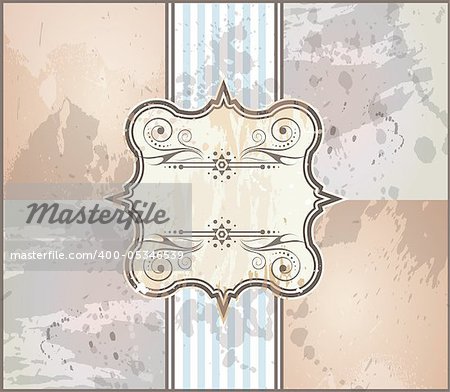 Elegant Vintage Frame with Grunge style background and decorated label with space for your text.