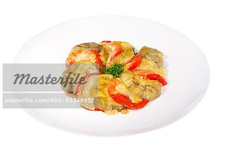 Delicious eggplants with some cheese and tomato