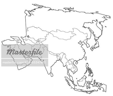 old political map of asia with flags