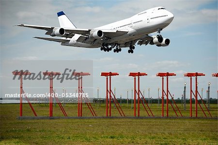 Jumbo takeoff in airport.