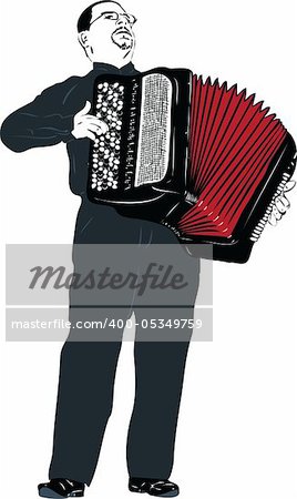 a image male musician playing the accordion