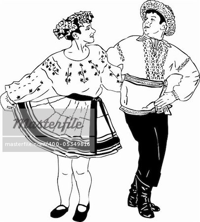 black and white picture dancing couple in traditional dress