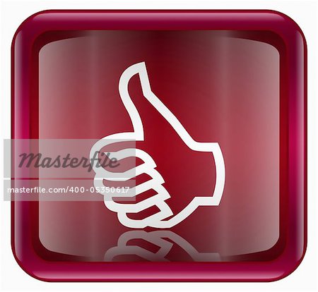 thumb up icon, approval Hand Gesture red, isolated on white background