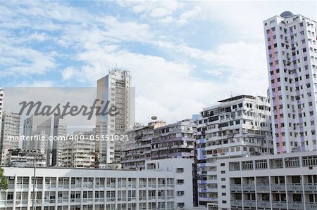 downtown city and old building