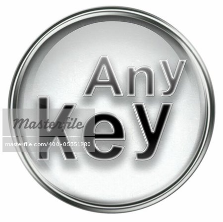 Any Key icon grey, isolated on white background