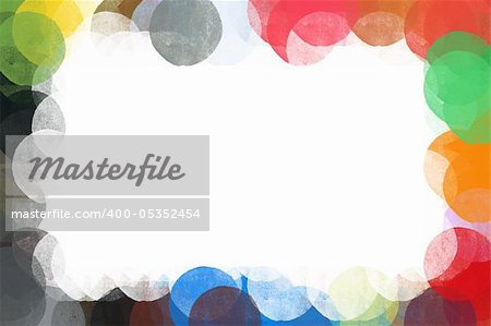 Colorful grunge circles border pattern. Abstract frame illustration.