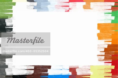 Colorful pastel line strokes border. Abstract frame illustration.