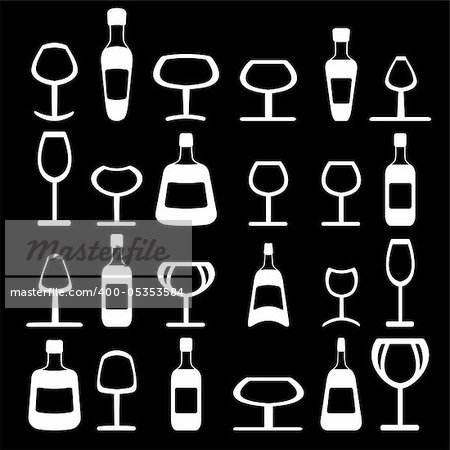 Wine Beer Glass Cup and bottle