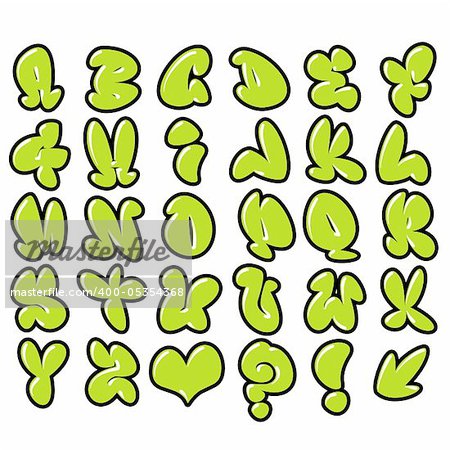 funny green bubble font graffiti alphabet