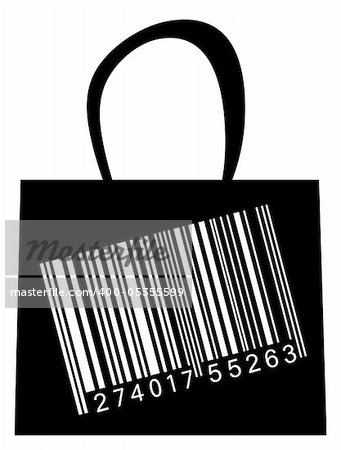 Vector illustration of a fashion bag with bar-code