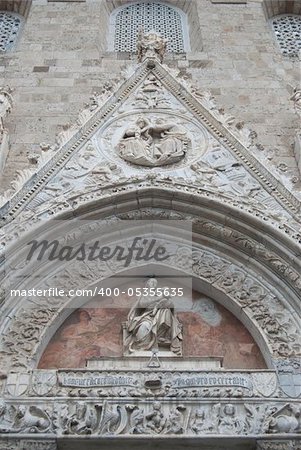 historic decorations and ornaments. Details of a facade of a church