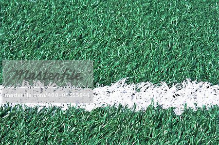 Fake grass soccer field with line