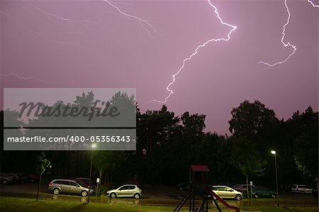Lightning  during a summer storm  at night