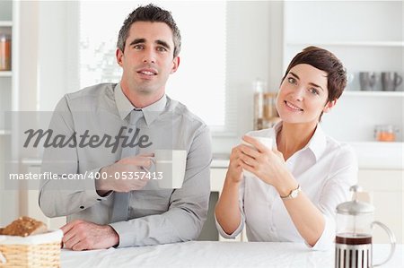 A lovely couple having breakfast together