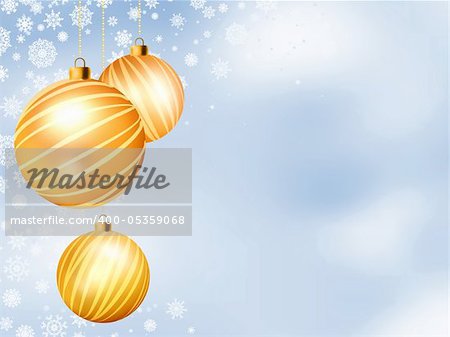 Light Christmas backdrop with Three balls. EPS 8 vector file included