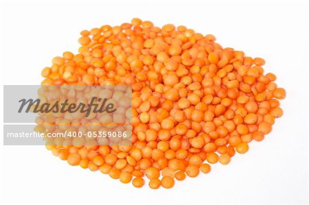 red lentils isolated on white