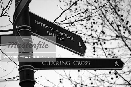 Street Sign indicate National Portrait Gallery, London