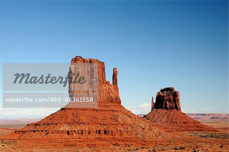 The famous East and West Mittens at Monument valley Navajo Tribal Park in Arizona Utah border