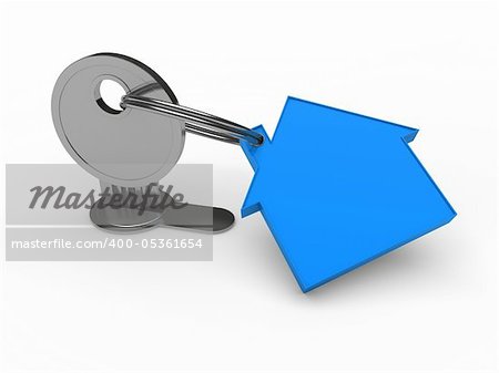 3d key blue house home security estate