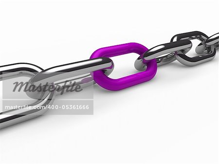 3d chain chrome purple steel teamwork connection