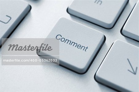 Comment button on the keyboard. Toned Image.