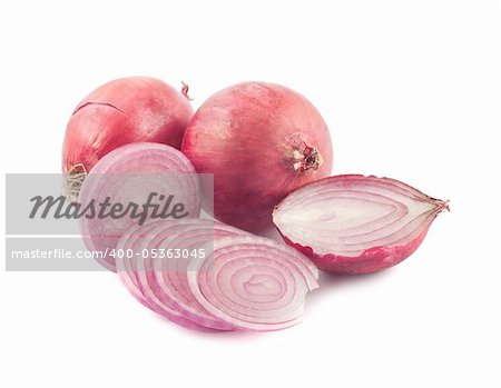 Red spanish onion isolated on white background