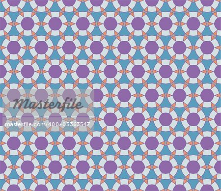 Geometrical vector pattern (seamless) with circles and diamonds in purple, blue, brown, grey
