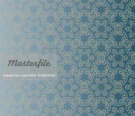 Stylish damask pattern with seamless curls on an (editable) grey background