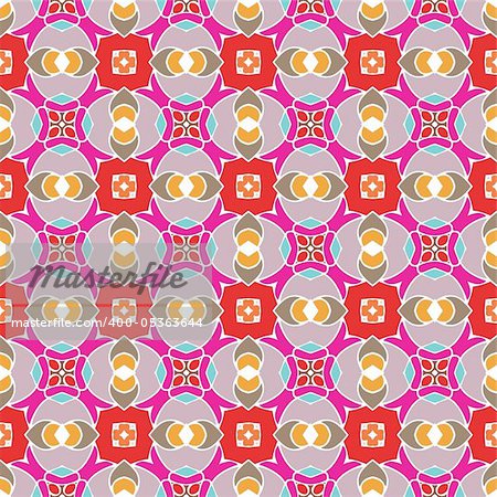 Seamless and elegant Baroque pattern with flowers in pink, brown, red, orange