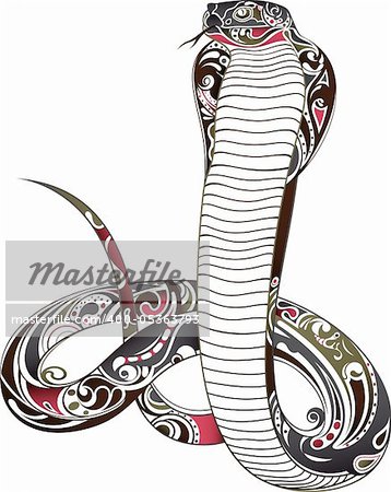Illustration of abstract cobra isolated on white.
