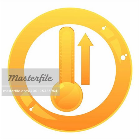 glossy thermometer sign  isolated on white