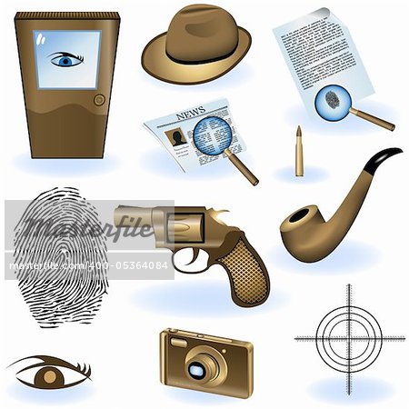 A collection of different private detective icons.